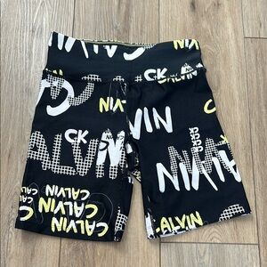 Calvin Klein Black and White Graphic Biker Shorts